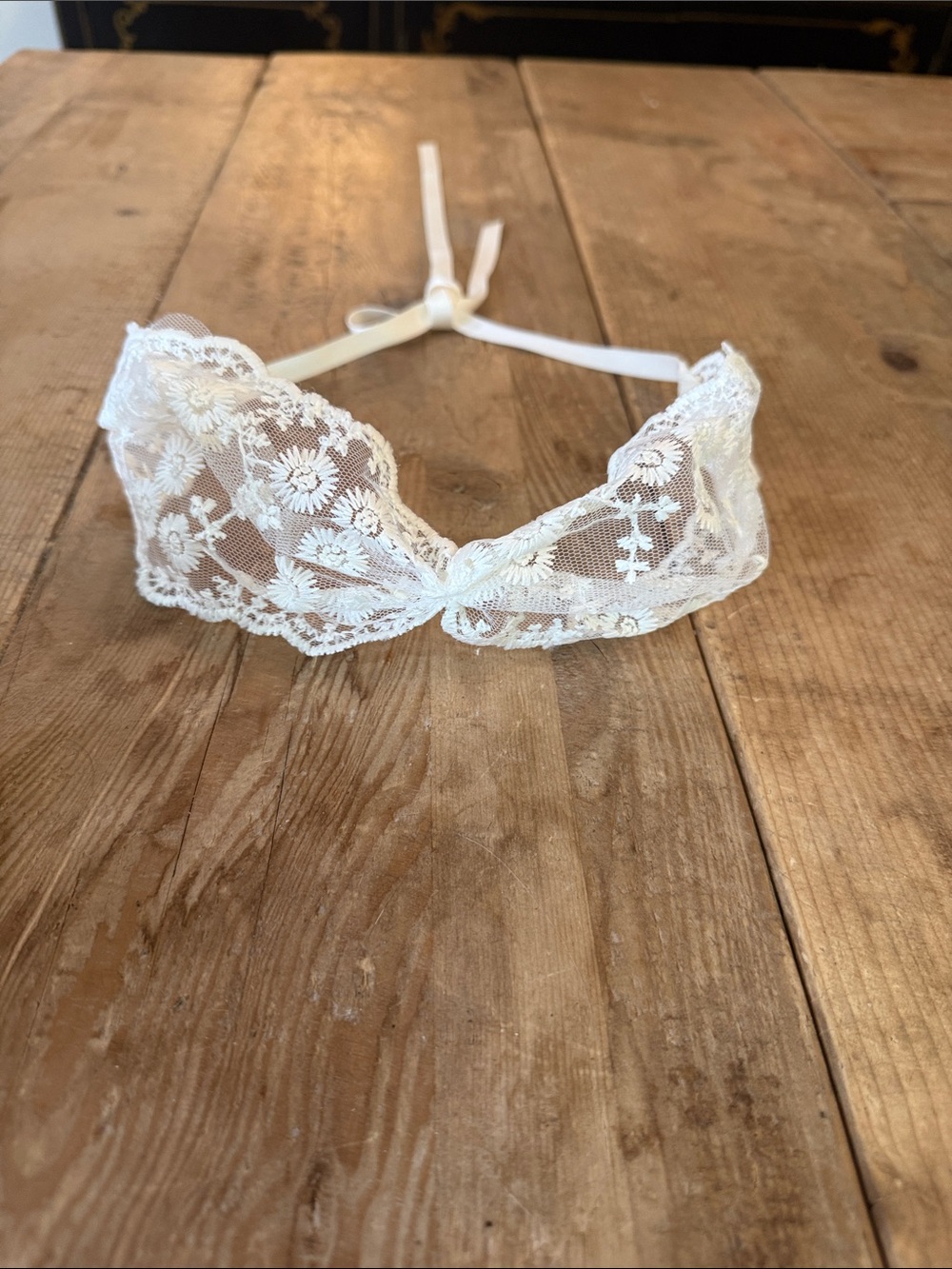 Sheer White Floral Lace Bralette - Women Hair Bras